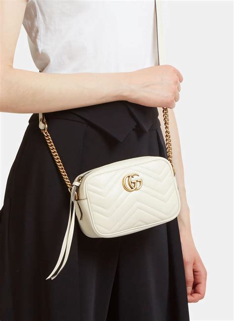 gucci white gg marmont leather crossbody bag|gucci gg marmont shoulder bag.